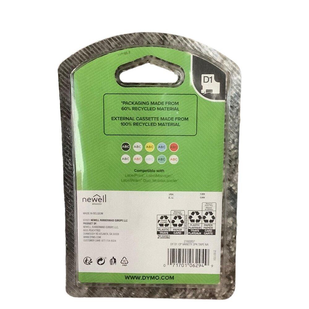 DYMO Label Tape Refill 1/2 In x 23 Ft & 1/2 In x 10 Ft D1 Series Compatible‎ NEW - Picture 2 of 4
